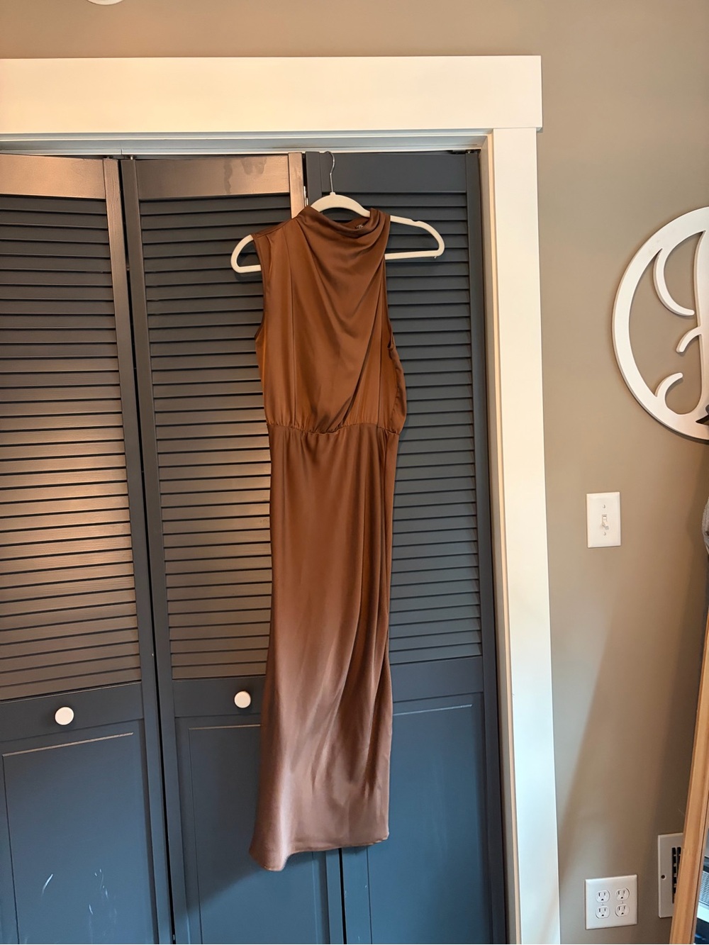 Pretty Garden Sleeveless Brown Maxi Dress with Draped Neckline